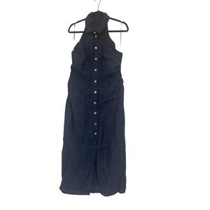 Zara | Dresses | Zara Embroidered Midi Dress Small Navy Blue | Poshmark